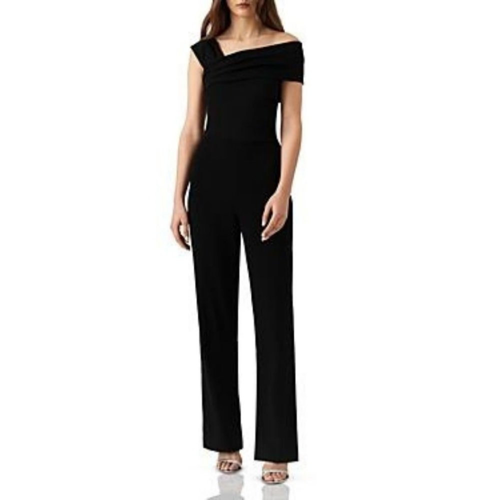 Reiss Full-Length Jumpsuit with Single Shoulder Neckline, Size 8